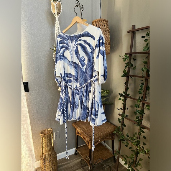 AAKA Blue Floral Flare Skatter Mini Dress - Picture 5 of 7